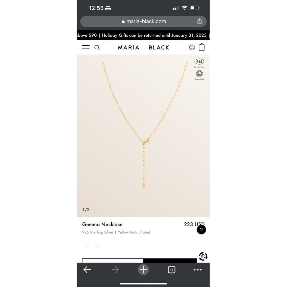 Maria Black Gold Gemma Necklace Chain New